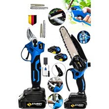 Sturdy Pro 2'li Set 21 Volt  Çift Akülü Çelik Şanzuman Şarjlı Dal Ağaç Kesme Bağ Budama Makası