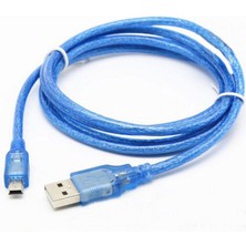 Leonpro 5 pin mini usb şarj ve data kablosu şeffaf mavi renk 1m