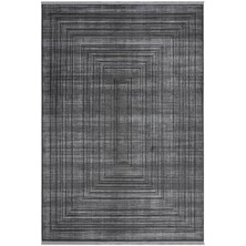 Türkeri Halı Edge Serisi Antrasit Modern Salon Halısı – Çerçeve Çizgi Desenli Akrilik Halı