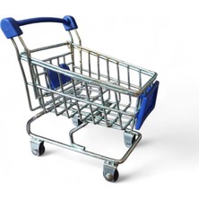 Hureggo Vintage Dekoratif Lacivert Metal Market Arabası & 11X12 cm