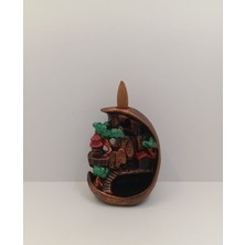 Tedi Sanat Mini Ay Dağ Şelale Geri Akış Tütsülük Buhurdanlık