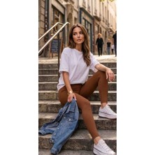 Modelist Yüksek Bel Şardonlu Fitilli Tayt