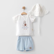 Tıny Safarı Elephant Şapkalı Üçlü Alt Üst Takım - Ekru - 9 - 12 Ay Ekru