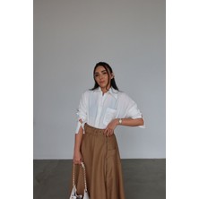 Özge Özgenç Cep Kısmı Nakışlı Oversize Gömlek