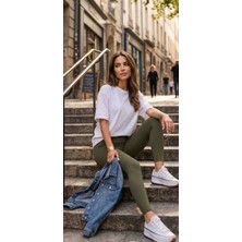 Modelist Yüksek Bel Şardonlu Fitilli Tayt