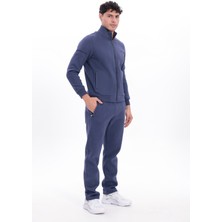 Rowinger 3 Iplik Kalın Dokulu Parçalı Görünümlü Kapüşonlu Tam Fermuarlı Erkek Sweatshirt