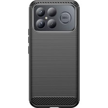 Microcase Xiaomi 17 Pro ile Uyumlu Brushed Carbon Fiber Silikon Kılıf - Siyah AL3332