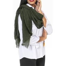 Dip Moda Kadın Haki Müslin Kumaş Şal Pareo DPMHT02