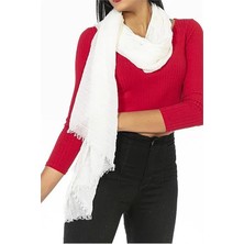 Dip Moda Kadın Ekru Müslin Kumaş Şal Pareo DPMHT02