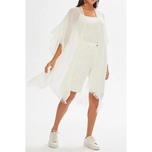 Dip Moda Kadın Ekru Müslin Keten Pareo DPMHT01