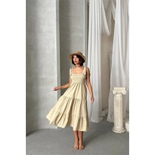 Dip Moda Dipmoda Kadın Askılı Poplin Kumaş Yazlık Elbise DPG091