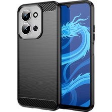 Microcase Xiaomi Redmi 15C ile Uyumlu Brushed Carbon Fiber Silikon Kılıf - Siyah AL3332