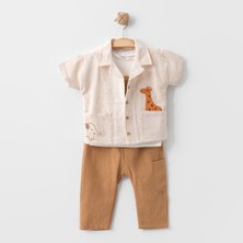 Aslan Figürlü 3lü Takım  - Camel - 9 - 12 Ay Camel