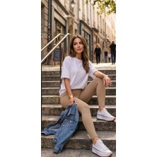 Modelist Yüksek Bel Şardonlu Fitilli Tayt