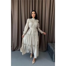 Dip Moda Dipmoda Kadın Uzun Dantel Detaylı Tasarım Elbise DPMS42110