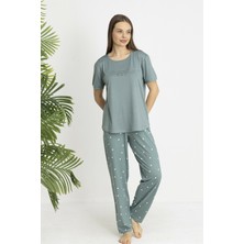 Estiva Kadın Kalp Alt Desenli Kısa Kollu Soft Pijama Takımı