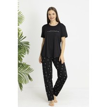 Estiva Kadın Kalp Alt Desenli Kısa Kollu Soft Pijama Takımı