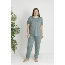 Estiva Kadın Kalp Alt Desenli Kısa Kollu Soft Battal Pijama Takımı