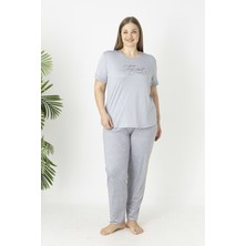 Estiva Kadın Puantiye Alt Desenli Kısa Kollu Soft Battal Pijama Takımı