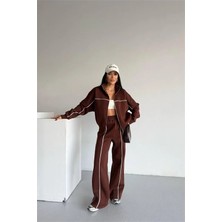 Dip Moda Kadın Şeritli 3 Iplik Içi Polarlı Eşofman Takımı DPG121