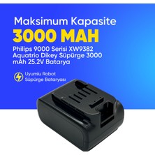 Philips 9000 Serisi XW9382 Aquatrio Dikey Süpürge 3000 mAh 25.2 V  Batarya – Orjinal Uyumlu Uzun Ömürlü, Yüksek Performans Pil