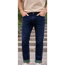 Connemara Erkek Slim Fit Lacivert Kot Pantolon – Paça Katlamalı, Doğal Yıkama