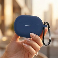 Caseonn Xiaomi Redmi Buds 8 Pro Kılıf Askı Aparatlı Mat Silikon Lacivert