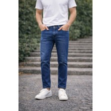 Connemara Erkek Slim Fit Lacivert Kot Pantolon – Paça Katlamalı, Doğal Yıkama