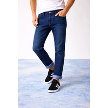 Connemara Erkek Slim Fit Mavi Kot Pantolon – Paça Katlamalı, Doğal Yıkamalı Pantolon