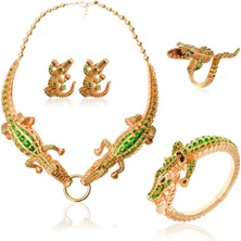 Berk Mücevherat 18 Ayar Altın Timsah Figürlü Set (Kelepçe, Yüzük, Gerdanlık,küpe) 15