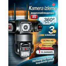 Conio Profesyonel 6mp 4g Sım Ptz Kamera: Üçlü Lens, 360° Panoramik Izleme, 7/24 Kesintisiz Kayıt, Hareket Algılama ve Sesli Alarm, Gece Görüş, Suya Dayanıklı