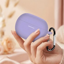 Caseonn Xiaomi Redmi Buds 8 Pro Kılıf Askı Aparatlı Mat Silikon Lila