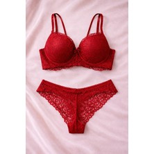 Solenia Dantelli Balkonet Yoğun Dolgulu Push-Up Sütyen Külot Takımı 3`lü set