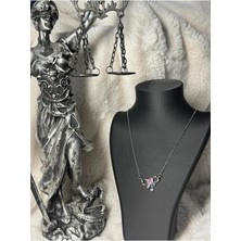 Pembe Kalp Taşlı Gümüş Renk Kolye – Zirkon Detaylı Şık Kadın Kolye