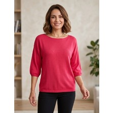 Genel Merserize Bisiklet Yaka Truvakar (Kapri) Kol Triko Bluz