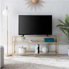 Merzana Metal Gold Tv Ünitesi Cam Raflı Tv Ünitesi
