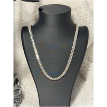 Ince Baget Taşlı Tenis Kolye – Zarif ve Işıltılı Kadın Kolyesi