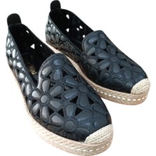 Bilener Green Mod 26Y923 Kadın Nakışlı Lazerli Espadril Babet Siyah
