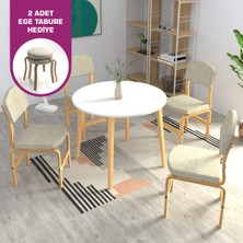 Vilinze Ege Sandalye Avanos Yuvarlak Ahşap Mutfak Masası Takımı - 90X90 cm