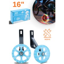 Mach 16 Jant Bisiklet Uyumlu Işıklı Yan Destek Tekerleği, Yardımcı Tekerlek Seti