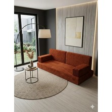 Bakırözü Home Premium Fitilli Kadife Kumaş, Modüler Dinlenme Koltuğu , Yer Yatağı ve Koltuk Takımı - Kiremit