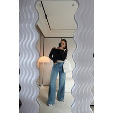 Özge Özgenç Yüksek Bel Hafif Likralı Bol Paça Jean