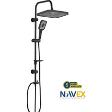 Navex Drom-V Kolonlu Siyah Tepe Duş Seti 5 Yıl Garantili