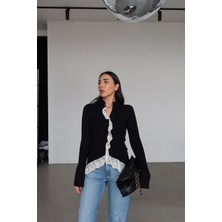 Özge Özgenç Fitilli Dantel Detaylı Hırka