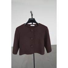 Özge Özgenç Kısa Kollu Büyük Düğmeli Çelik Hırka