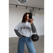 Özge Özgenç Yazı Baskılı Oversize Tshirt