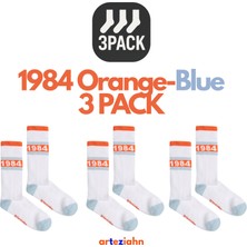 Arteziahn Since 1984 3pack - Beyaz-Mavi-Turuncu Unisex Spor & Lifestyle Havlu Taban 3'lü Çorap Seti