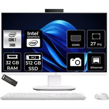 Asus V470 Intel Core 7 240H 32GB 512GB SSD 27" Fhd 100Hz Fdos All In One Bilgisayar & Per4 USB Bellek V470C716512W0DP317