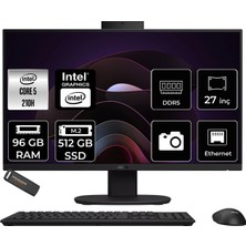 Asus V470 Intel Core 5 210H 96GB 512GB SSD 27" Fhd 100Hz Fdos All In One Bilgisayar & Per4 USB Bellek V470C516512B0DP337