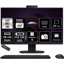 Asus V470 Intel Core 5 210H 96GB 512GB SSD 27" Fhd 100Hz W11H All In One Bilgisayar & Per4 USB Bellek V470C516512B0DP377